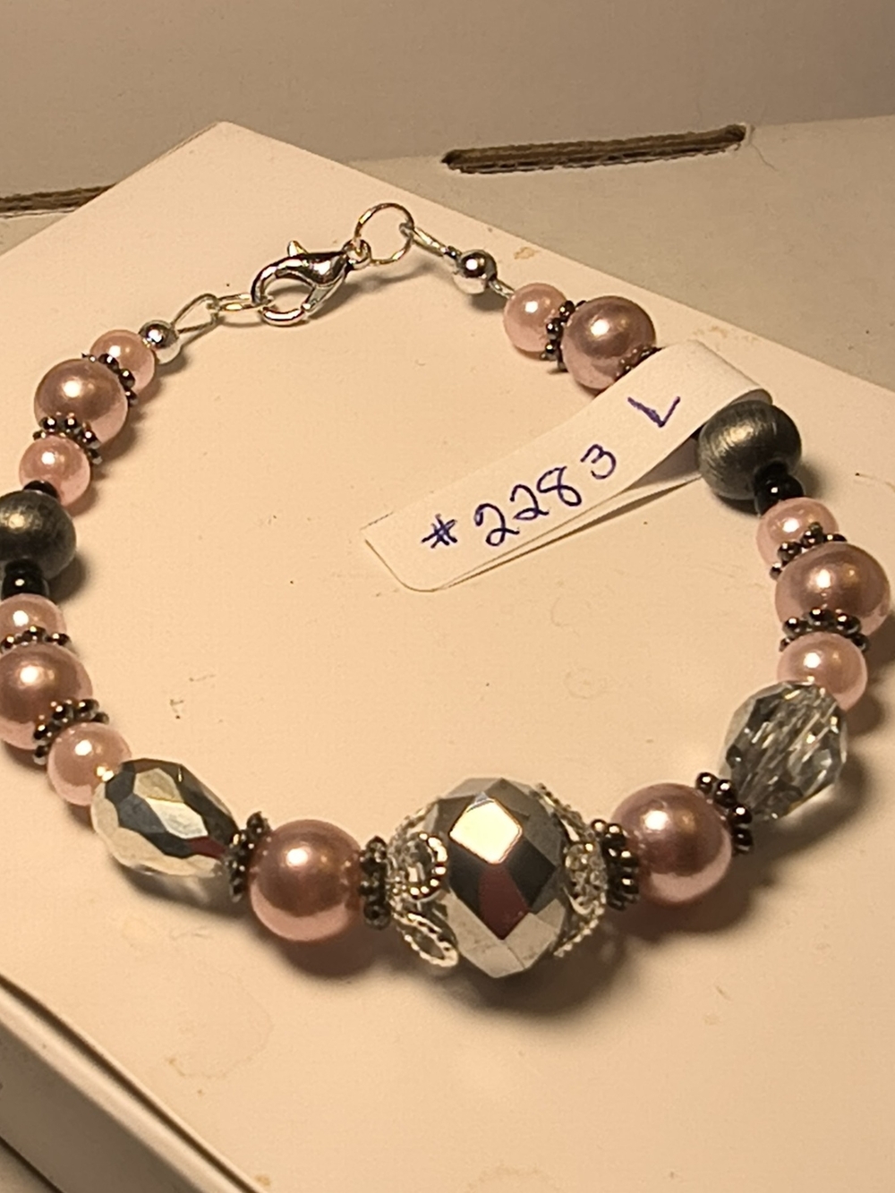 Delicate Pink Pearl & Silver Bead Bracelet